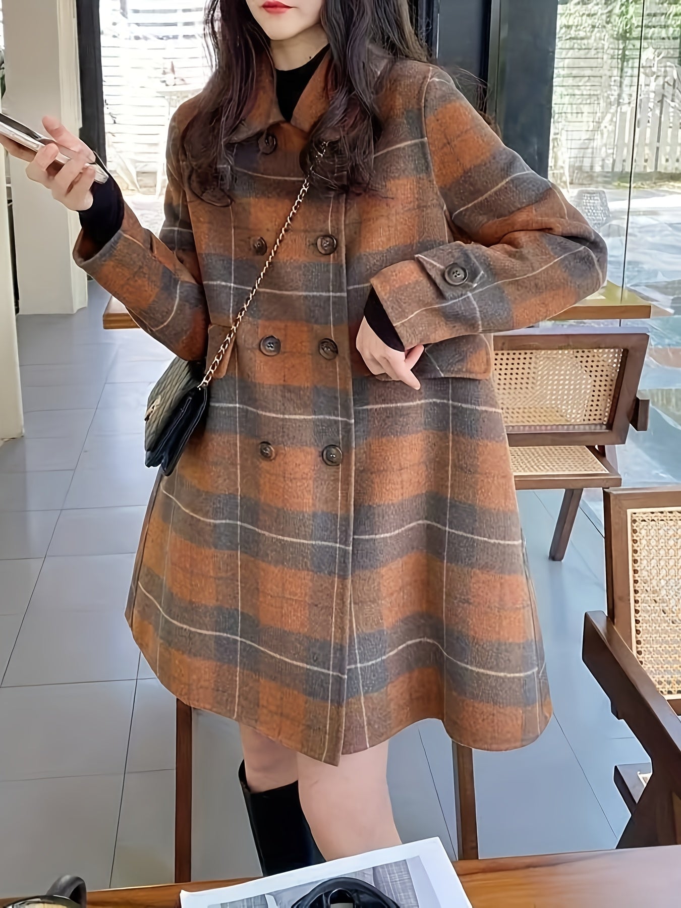 Mia – Tartan Tweed Coat