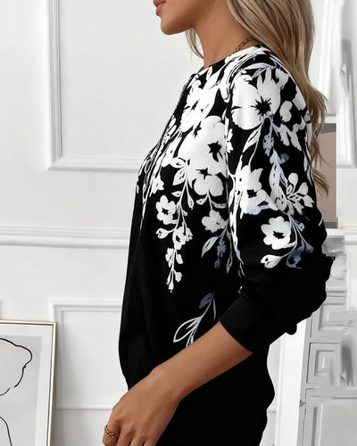 Keri | Printed sweatshirt with half zip and collar