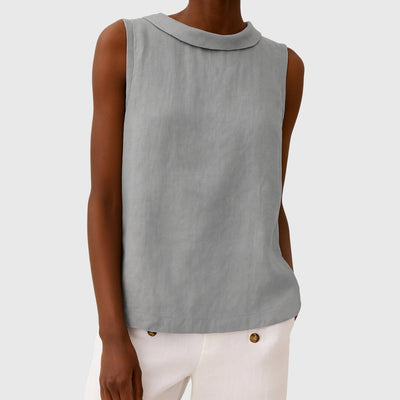 Camellia – Sleeveless Roll Collar Top