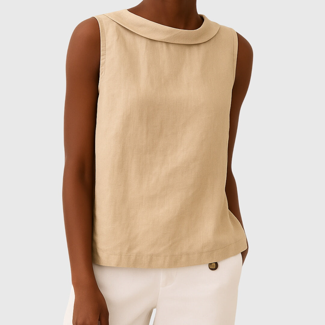 Camellia – Sleeveless Roll Collar Top